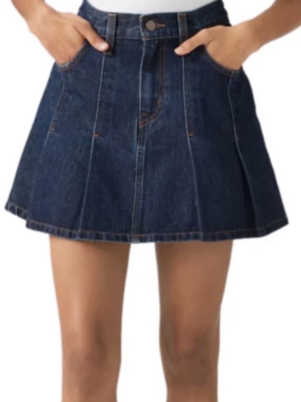 Levi’s Denim Pleated Mini Skirt - Dark Blue